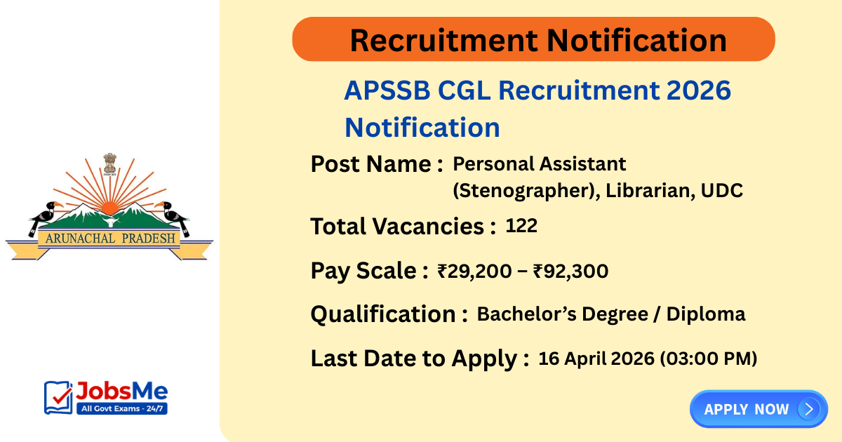 APSSB CGL Recruitment 2026 Notification Out for 122 UDC, Stenographer & Librarian Posts – Apply Online