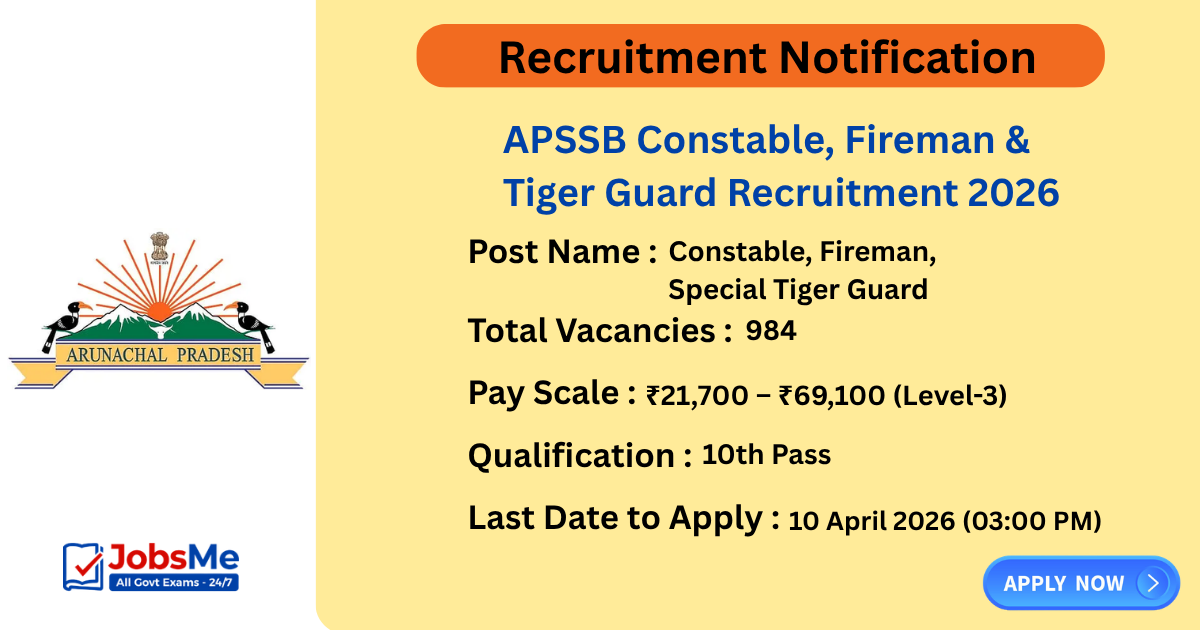 APSSB Constable, Fireman & Tiger Guard Recruitment 2026 – Apply Online for 984 Posts
