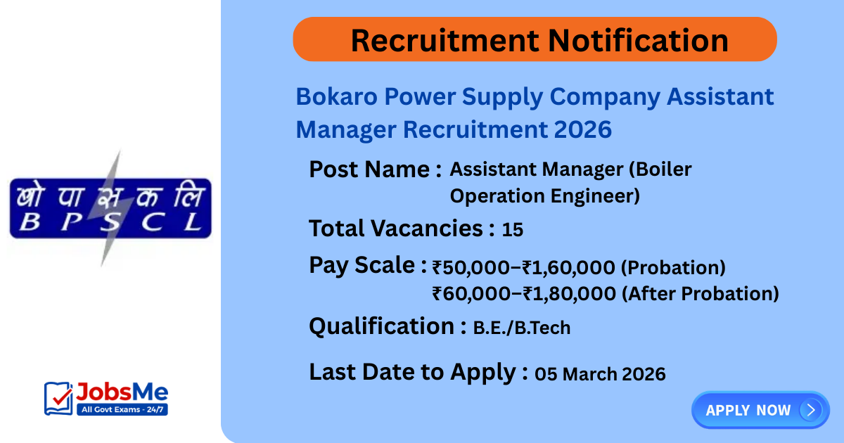 Bokaro Power Supply Company Assistant Manager Recruitment 2026 – Apply Online for 15 Posts