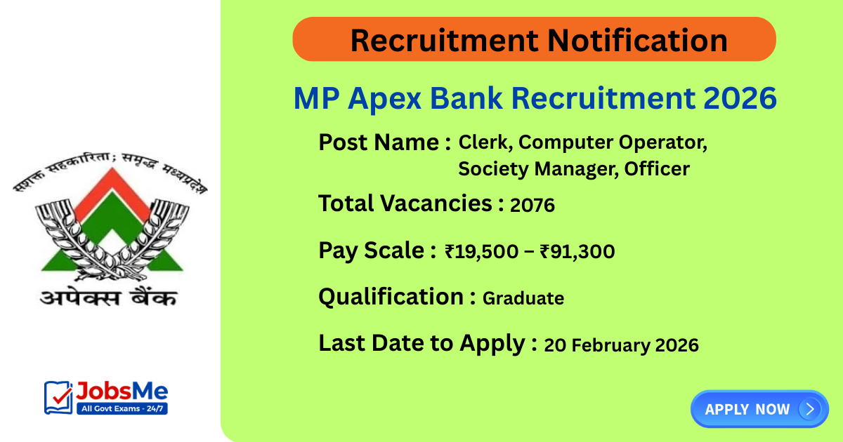 MP Apex Bank Recruitment 2026 – Apply Online for 2076 Clerk, Computer Operator & Officer Posts