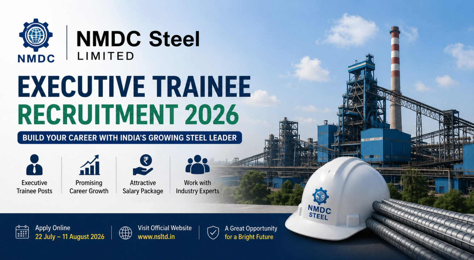 NMDC Steel Executive Trainee Recruitment 2026: Apply Online for 102 Executive Trainee Posts
