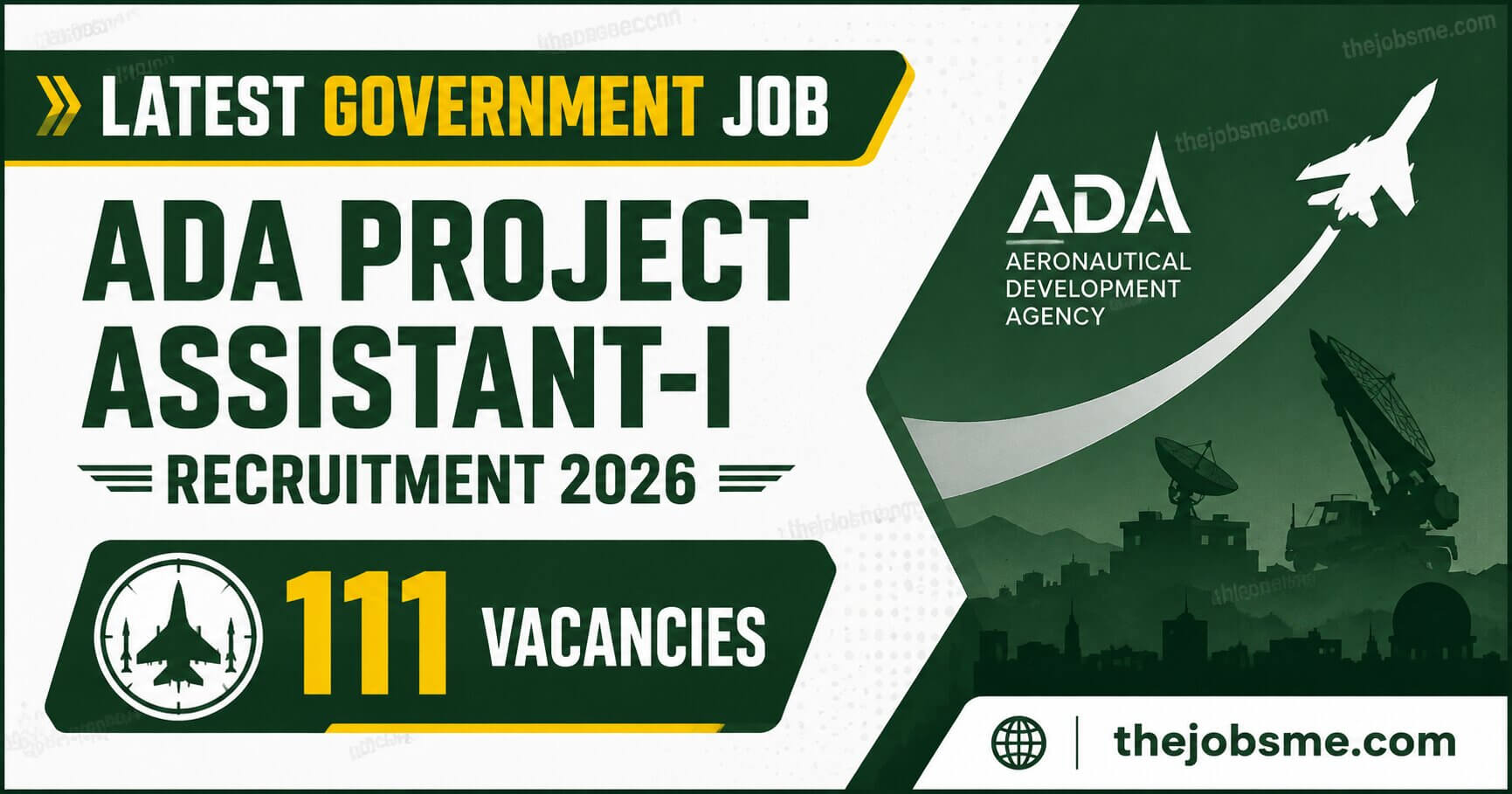 ADA Project Assistant-I Recruitment 2026: 111 Vacancies, Eligibility, Salary, Last Date & How to Apply