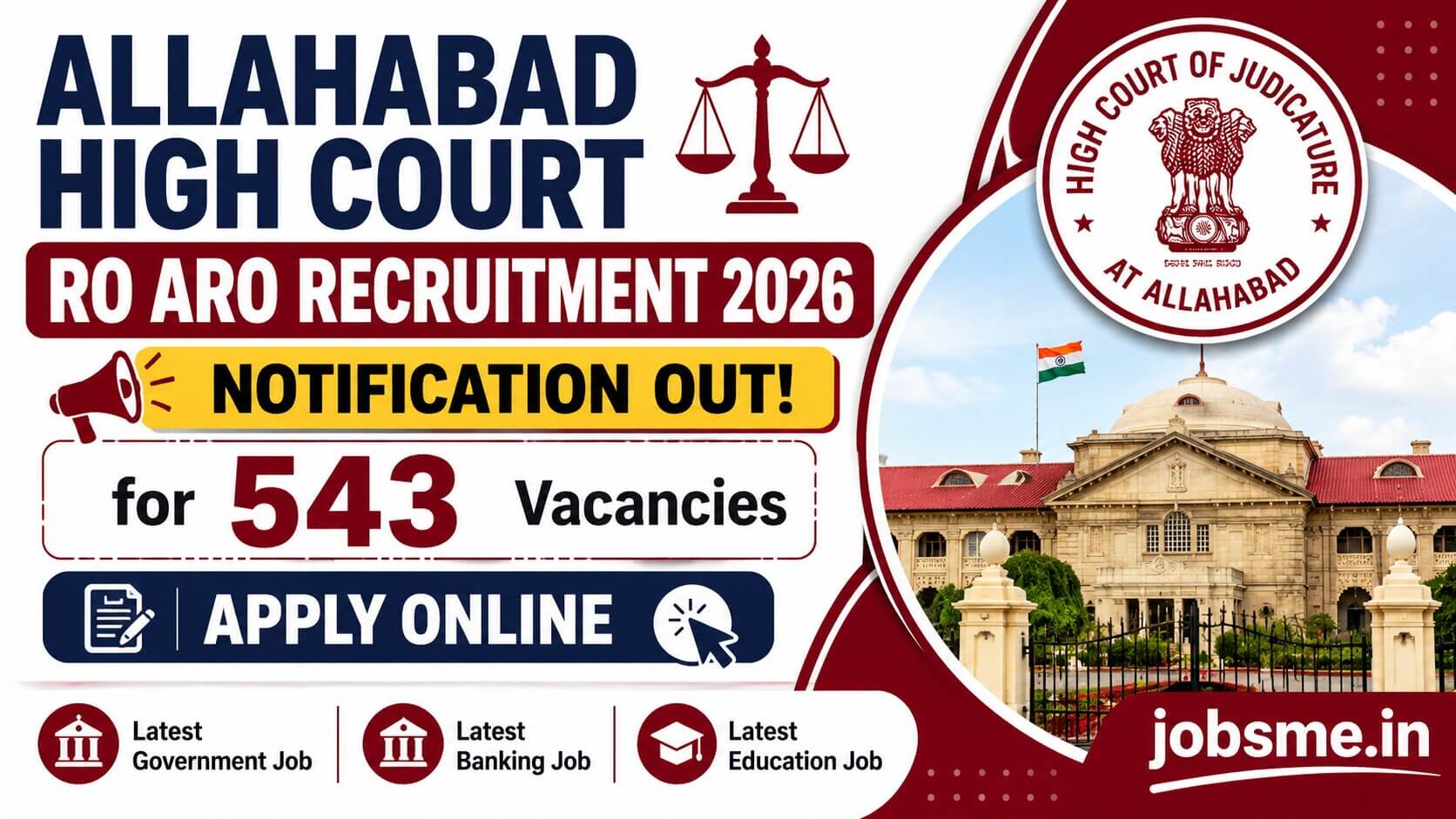 Allahabad High Court RO ARO Recruitment 2026 Notification Out for 543 Vacancies, Apply Online