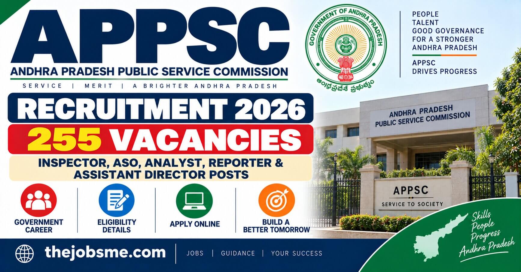 APPSC Recruitment 2026: 255 Inspector, ASO, Analyst, Reporter & Assistant Director Vacancies