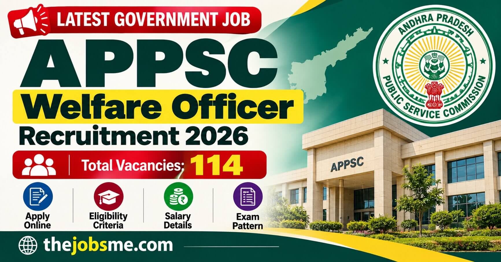 APPSC Welfare Officer Recruitment 2026: 114 Vacancies, Eligibility, Salary, Exam Pattern & Apply Online