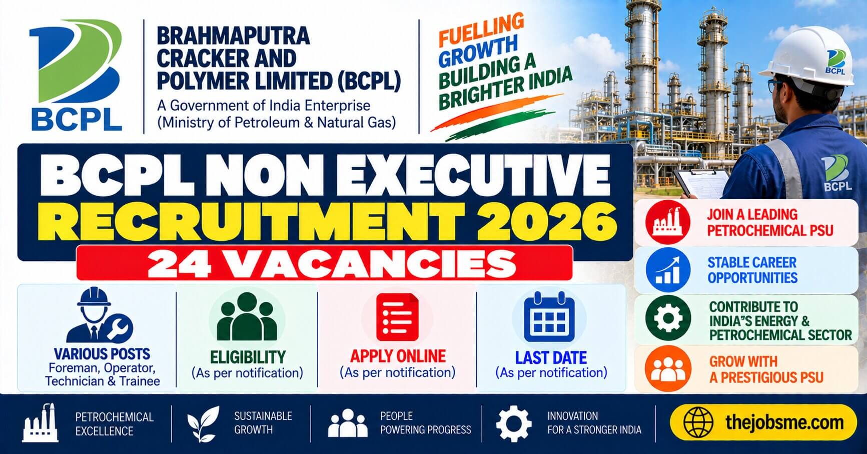 BCPL Non Executive Recruitment 2026: Apply Online for 24 Foreman, Operator, Technician & Trainee Posts