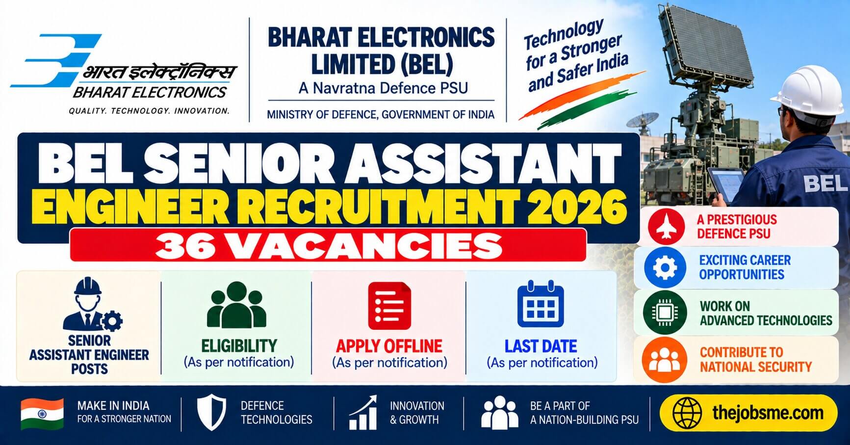 BEL Senior Assistant Engineer Recruitment 2026: 36 Vacancies, Eligibility, Last Date & How to Apply