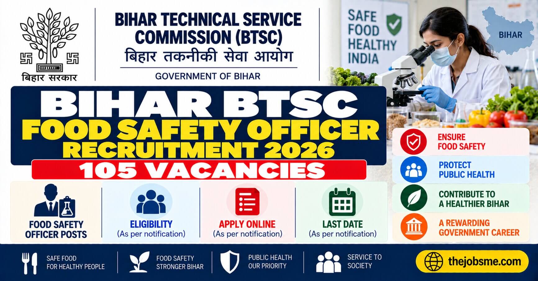 Bihar BTSC Food Safety Officer Recruitment 2026: 105 Vacancies, Eligibility, Last Date & How to Apply
