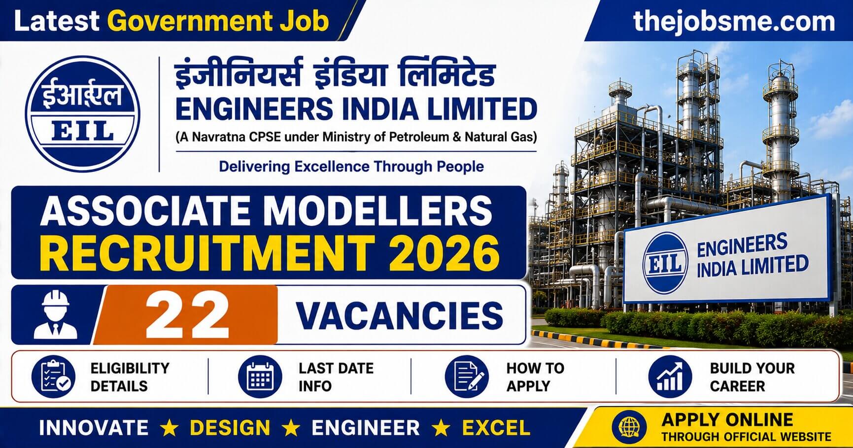 Engineers India Limited Associate Modellers Recruitment 2026: 22 Vacancies, Eligibility, Last Date & How to Apply