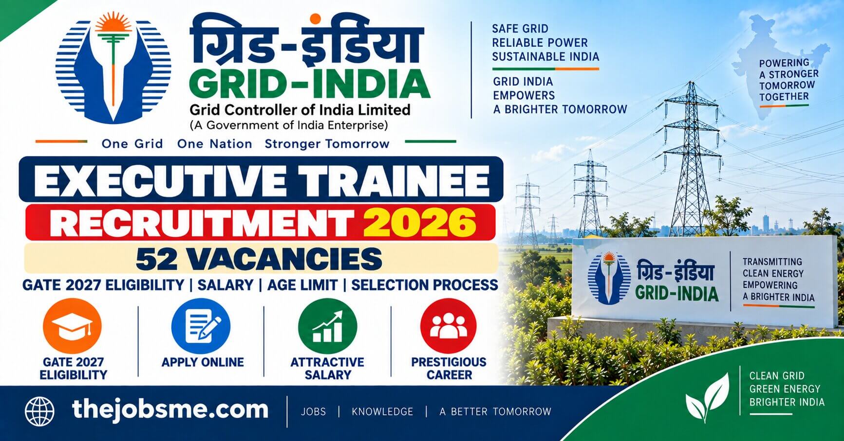 GRID India Executive Trainee Recruitment 2026: 52 Vacancies, GATE 2027 Eligibility, Salary, Age Limit & Selection Process