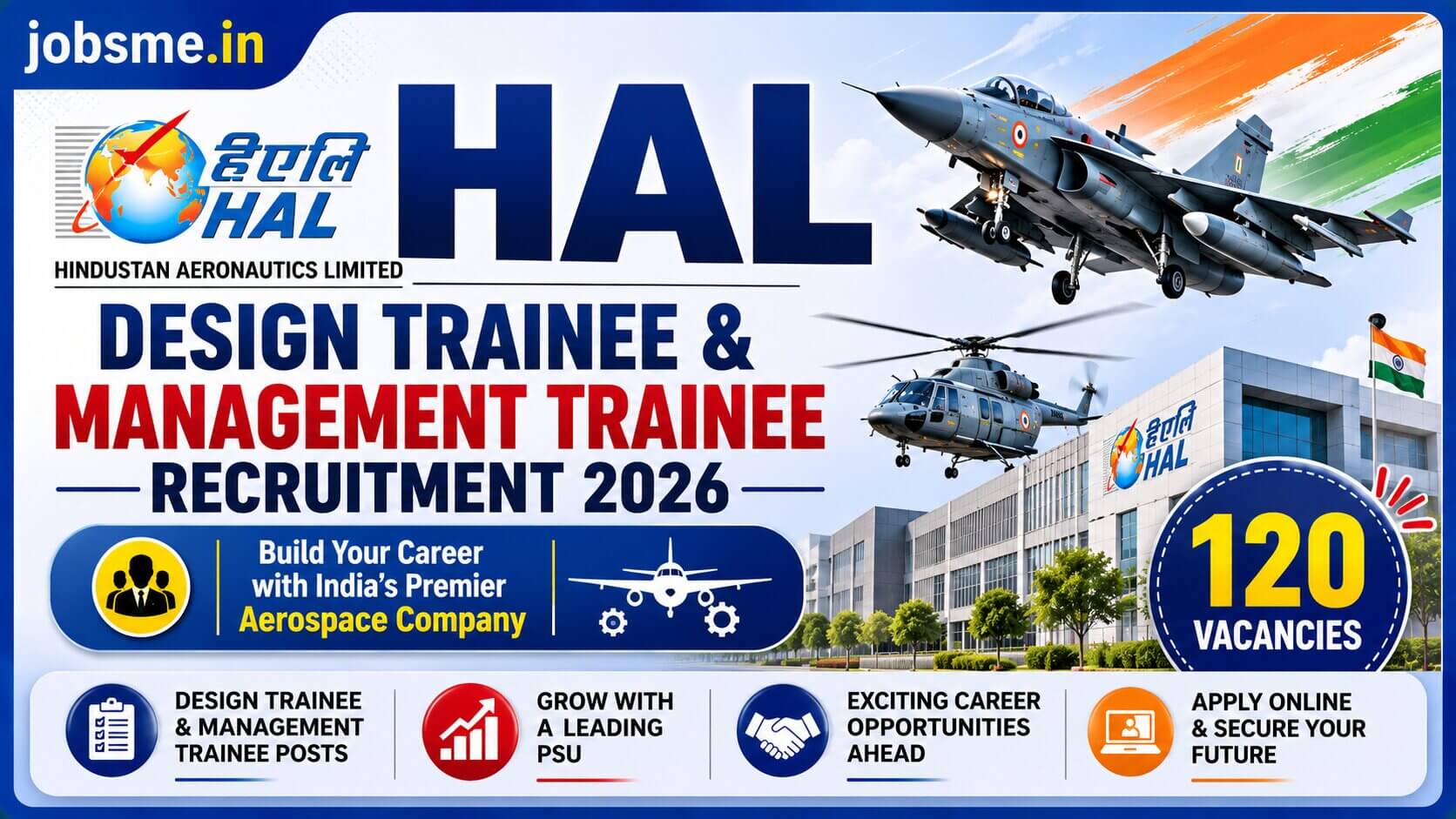HAL Design Trainee & Management Trainee Recruitment 2026: 120 Vacancies, Eligibility, Salary, Exam Date & Apply Online