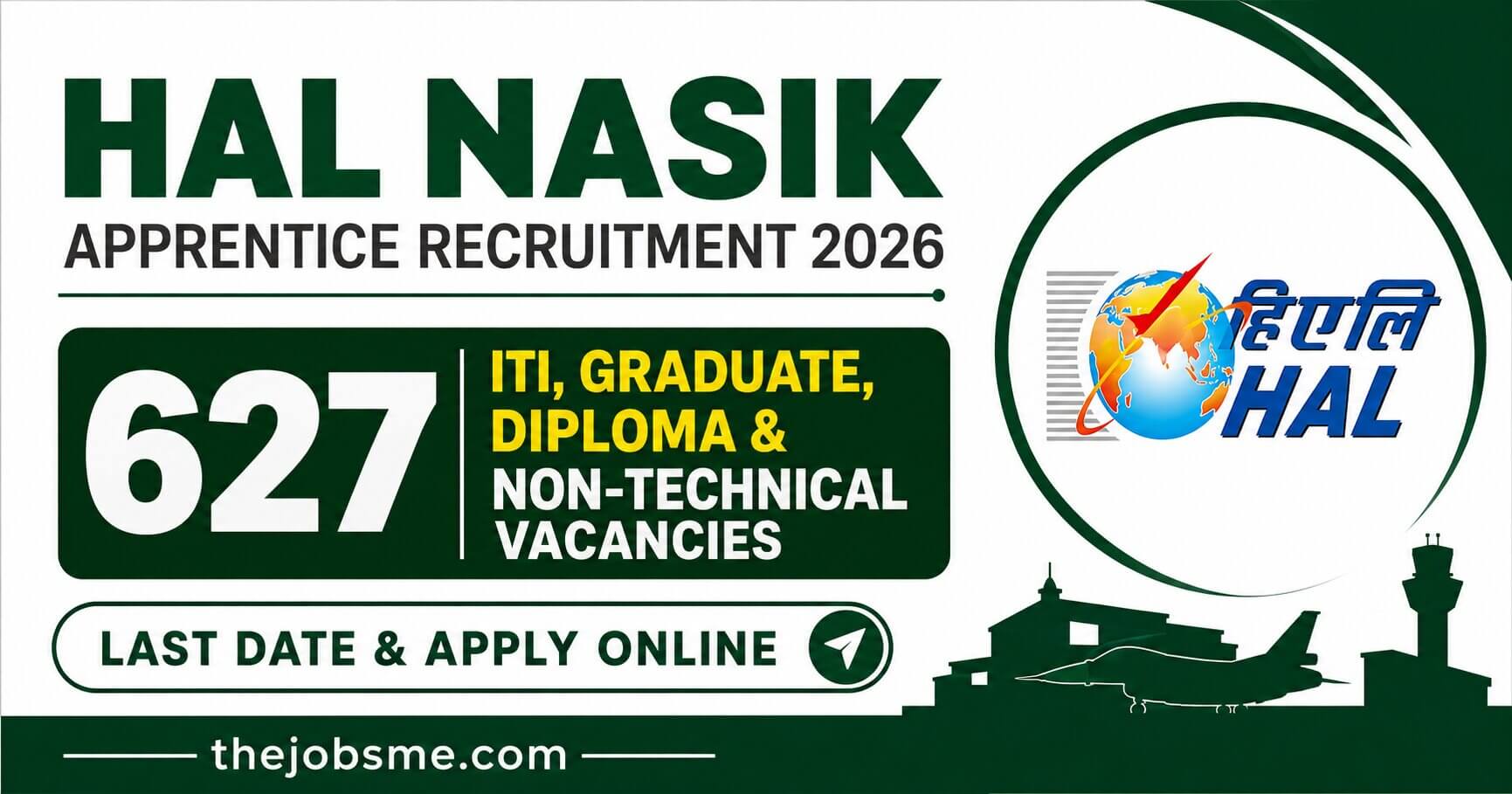 HAL Nasik Apprentice Recruitment 2026: 627 ITI, Graduate & Diploma Vacancies, Eligibility, Last Date & Apply Online