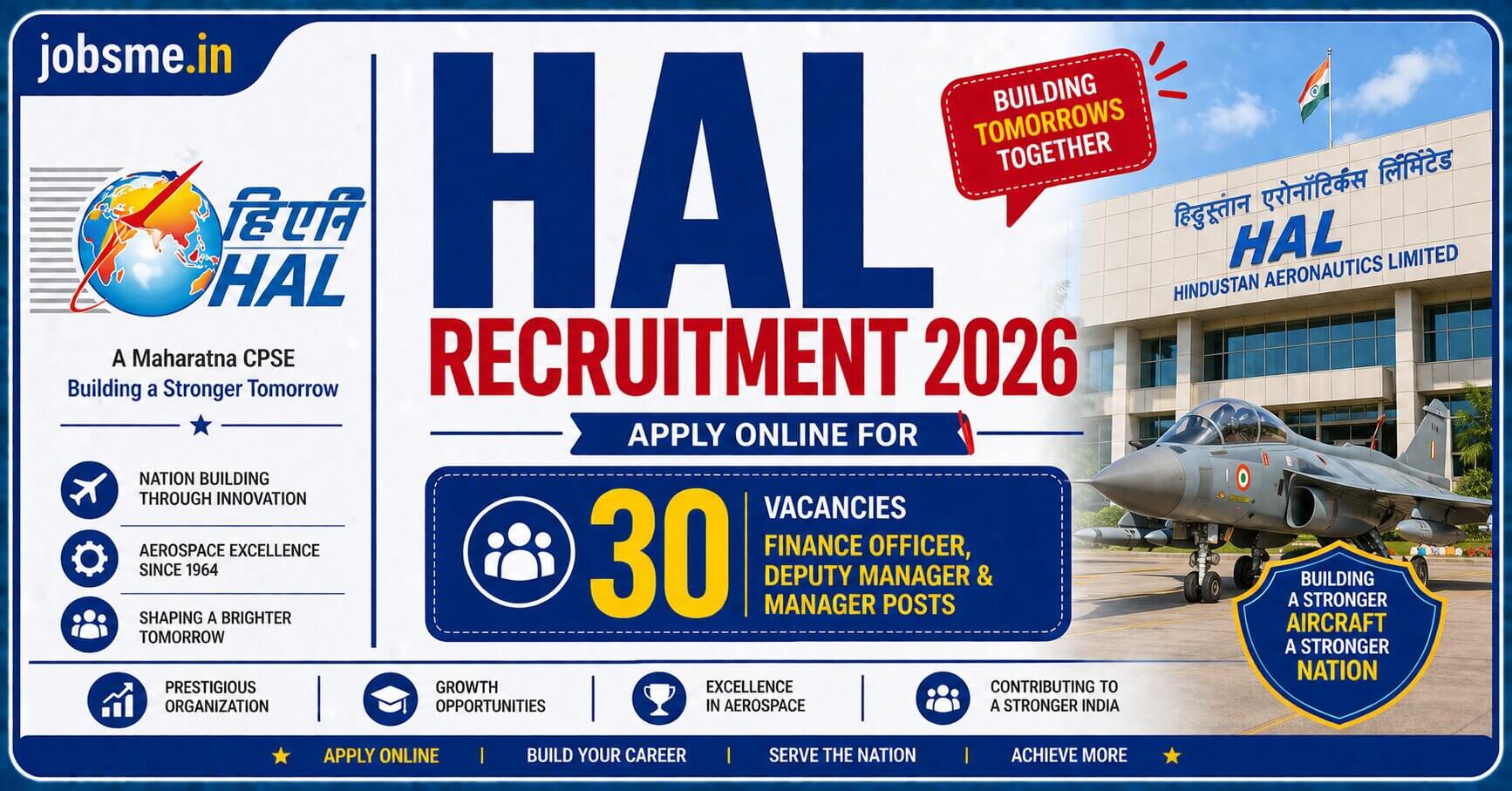 HAL Recruitment 2026: Apply Online for 30 Finance Officer, Deputy Manager & Manager Posts
