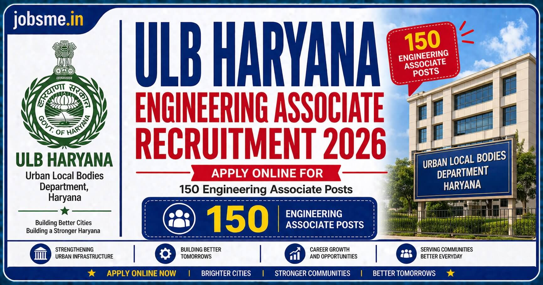 Haryana ULB Engineering Associate Recruitment 2026: Apply Online for 150 Engineering Associate Posts