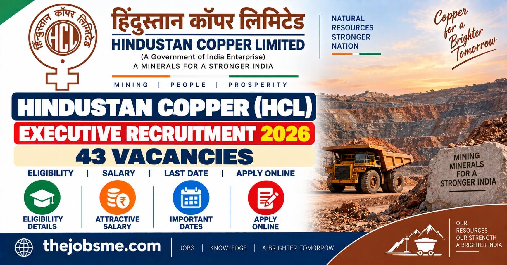 Hindustan Copper HCL Executive Recruitment 2026: 43 Vacancies, Eligibility, Salary, Last Date & Apply Online