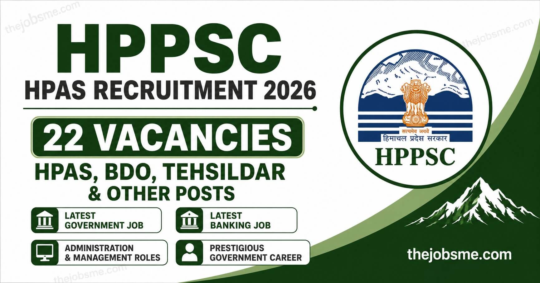 HPPSC HPAS Recruitment 2026: 22 HPAS, BDO, Tehsildar & Other Vacancies, Eligibility, Last Date & Apply Online