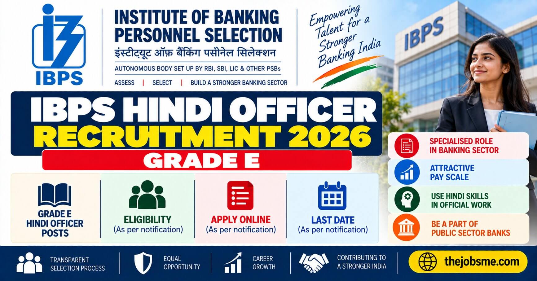 IBPS Hindi Officer Recruitment 2026: Grade E Eligibility, Salary, Exam Pattern, Last Date & How to Apply