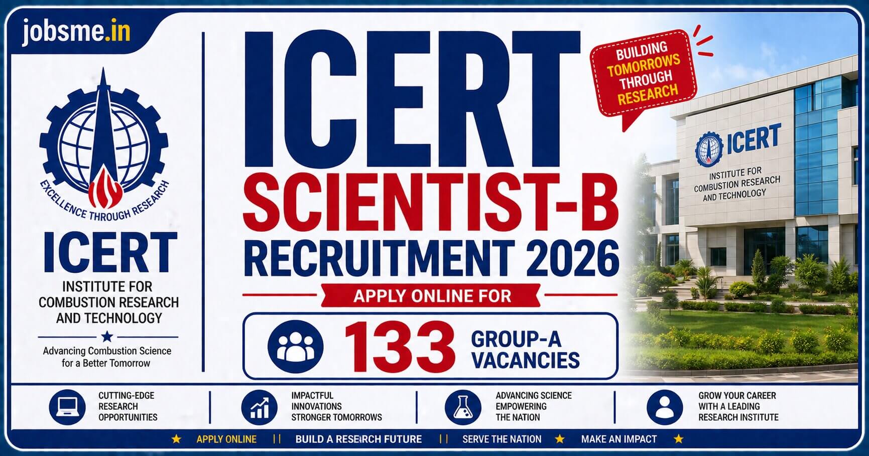 ICERT Scientist-B Recruitment 2026: Apply Online for 133 Group-A Vacancies