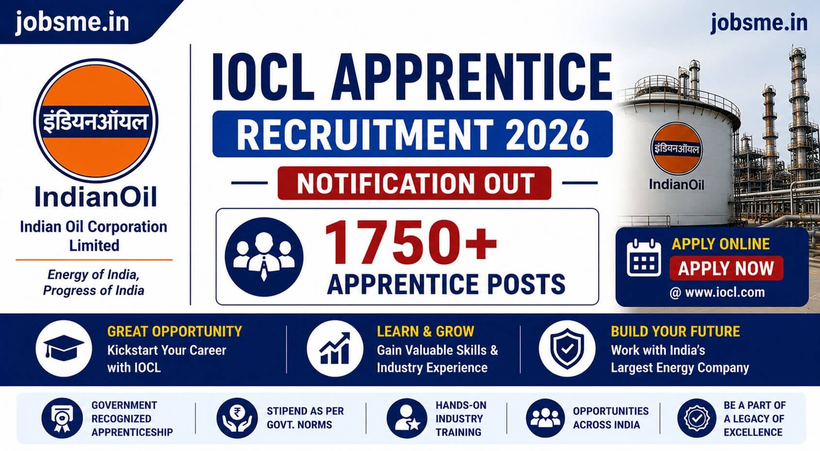 IOCL Apprentice Recruitment 2026 Notification Out for 1750+ Apprentice Posts, Apply Online