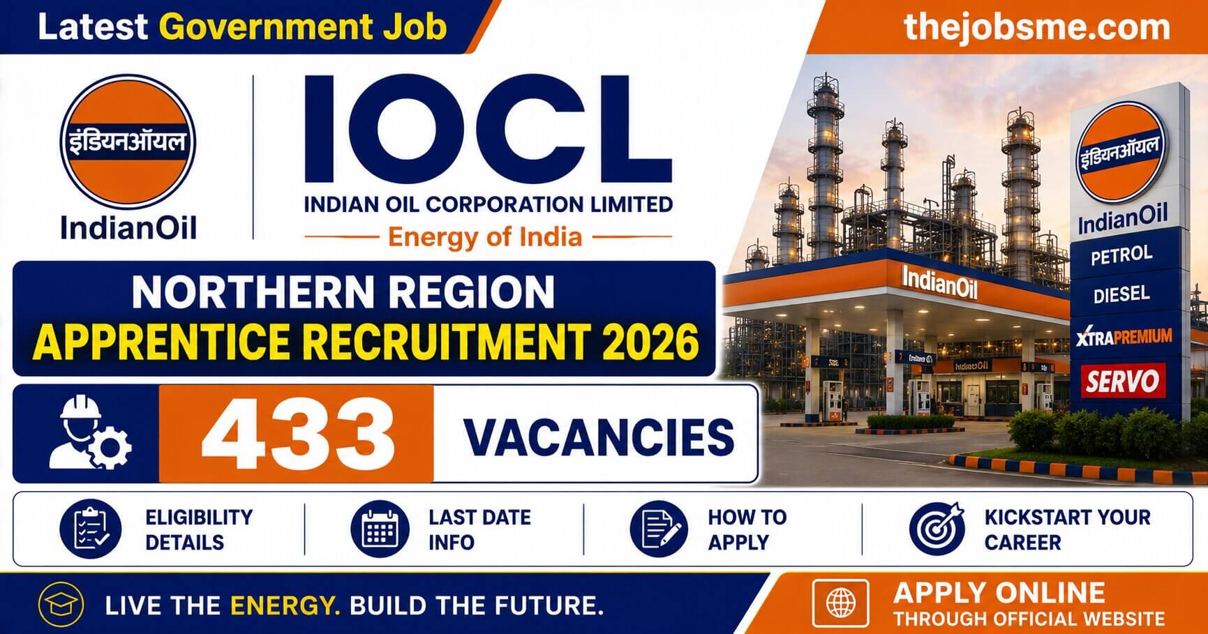 IOCL Northern Region Apprentice Recruitment 2026: 433 Vacancies, Eligibility, Last Date & How to Apply