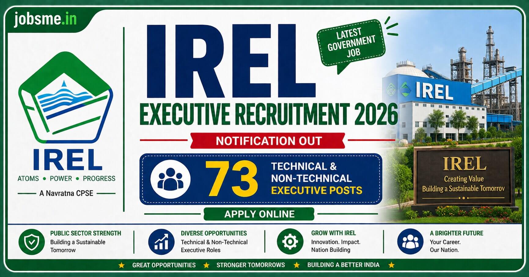 IREL Executive Recruitment 2026 Notification Out - Apply Online for 73 Technical and Non Technical Posts
