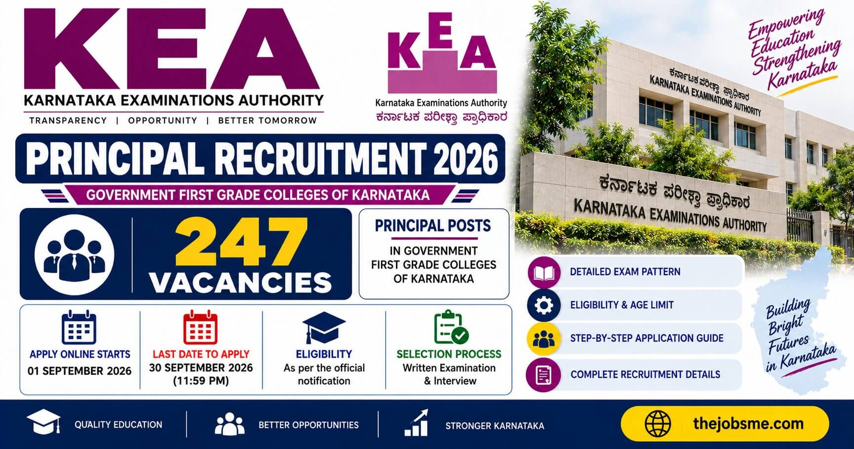 KEA Principal Recruitment 2026: 247 Vacancies, Eligibility, Exam Pattern, Last Date & How to Apply