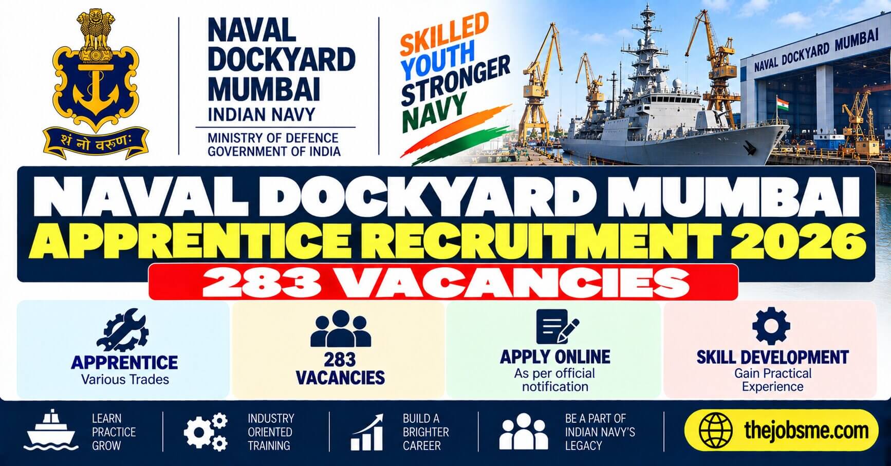 Naval Dockyard Mumbai Apprentice Recruitment 2026: 283 Vacancies, Apply Online, Eligibility, Stipend & Exam Pattern
