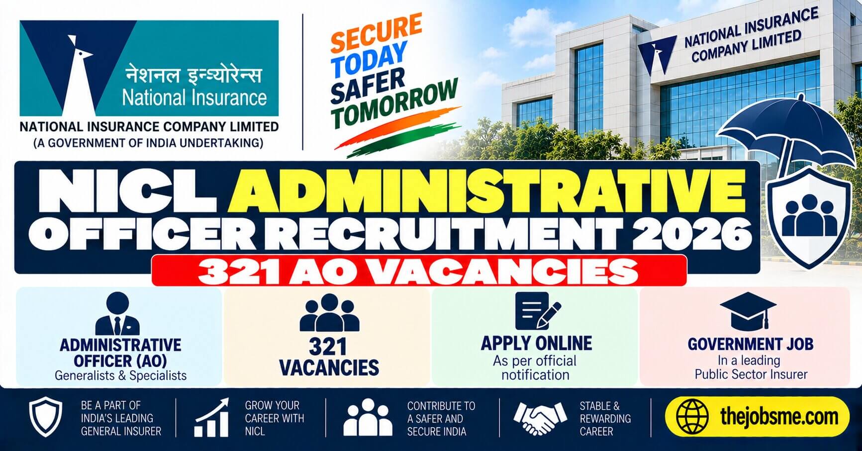 NICL Administrative Officer Recruitment 2026: 321 AO Vacancies, Eligibility, Exam Date & Apply Online