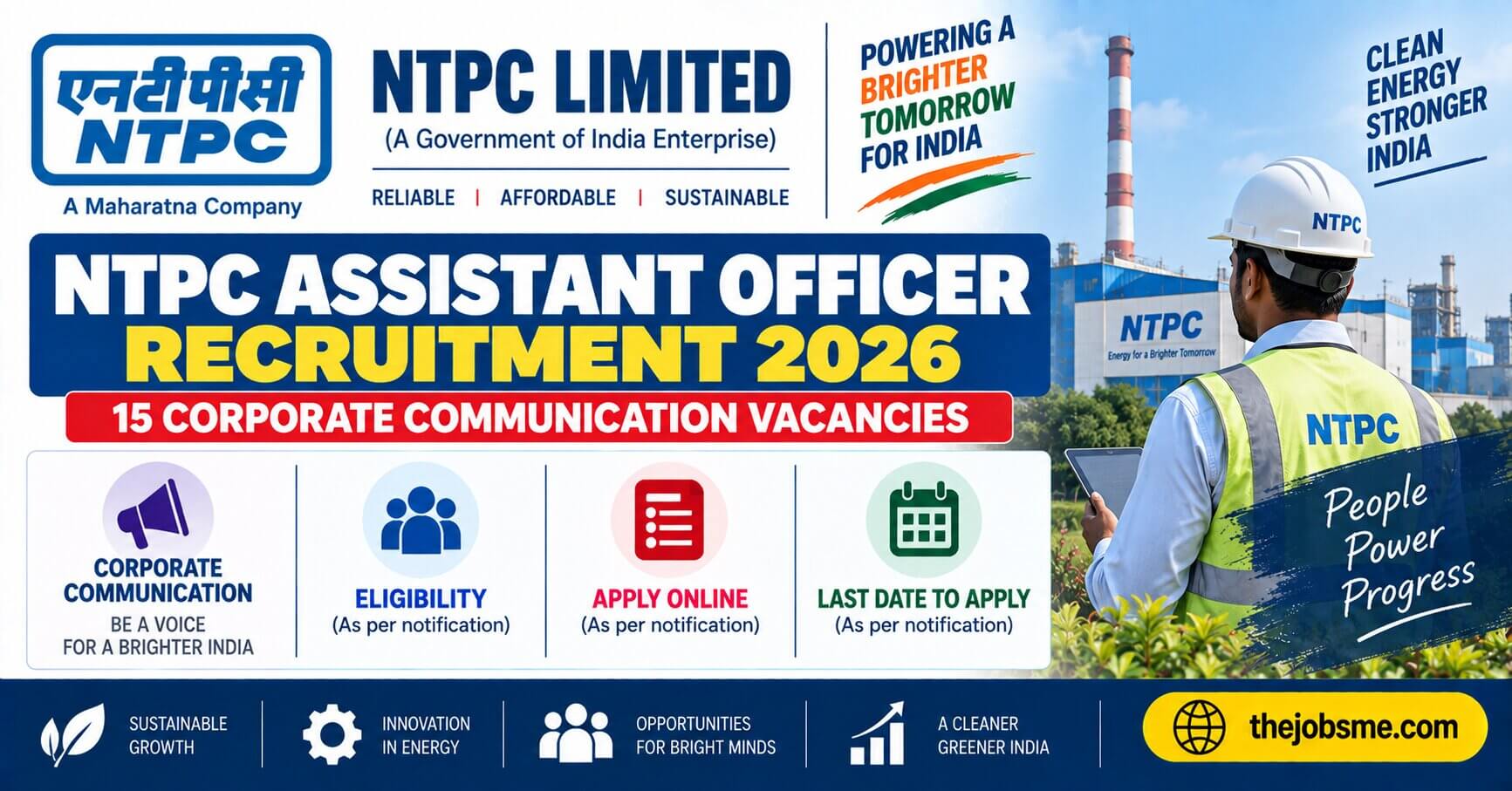 NTPC Assistant Officer Recruitment 2026: 15 Corporate Communication Vacancies, Eligibility, Salary & Apply Online