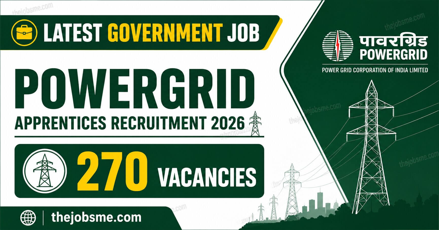 POWERGRID Apprentices Recruitment 2026: 270 Vacancies, Eligibility, Stipend, Last Date & How to Apply