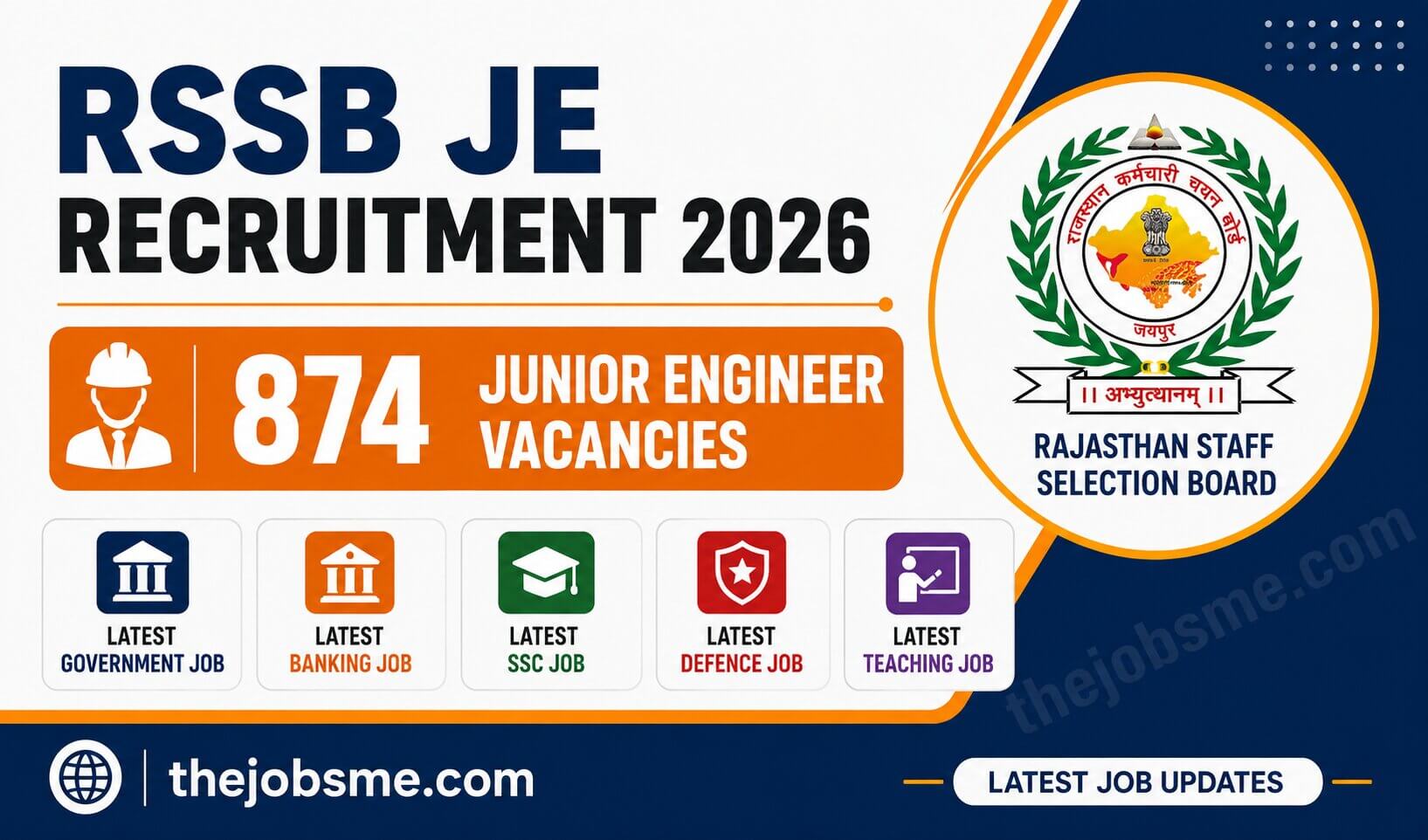 RSSB JE Recruitment 2026: 874 Junior Engineer Vacancies, Eligibility, Salary, Exam Date & Apply Online