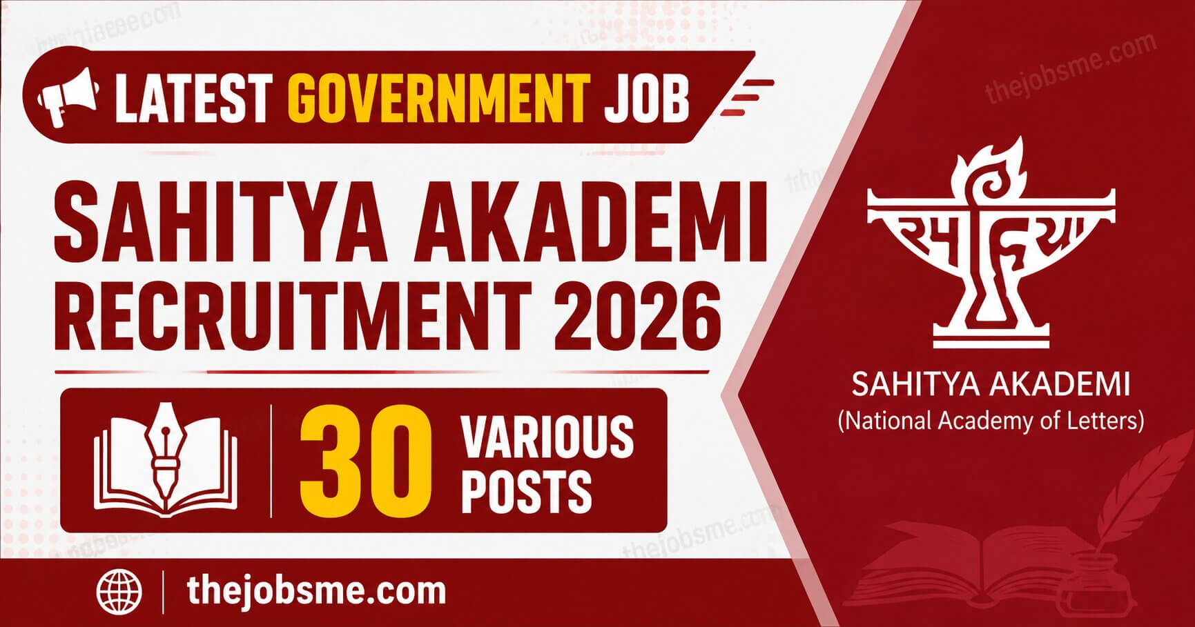 Sahitya Akademi Recruitment 2026: 30 Various Posts, Eligibility, Last Date & How to Apply