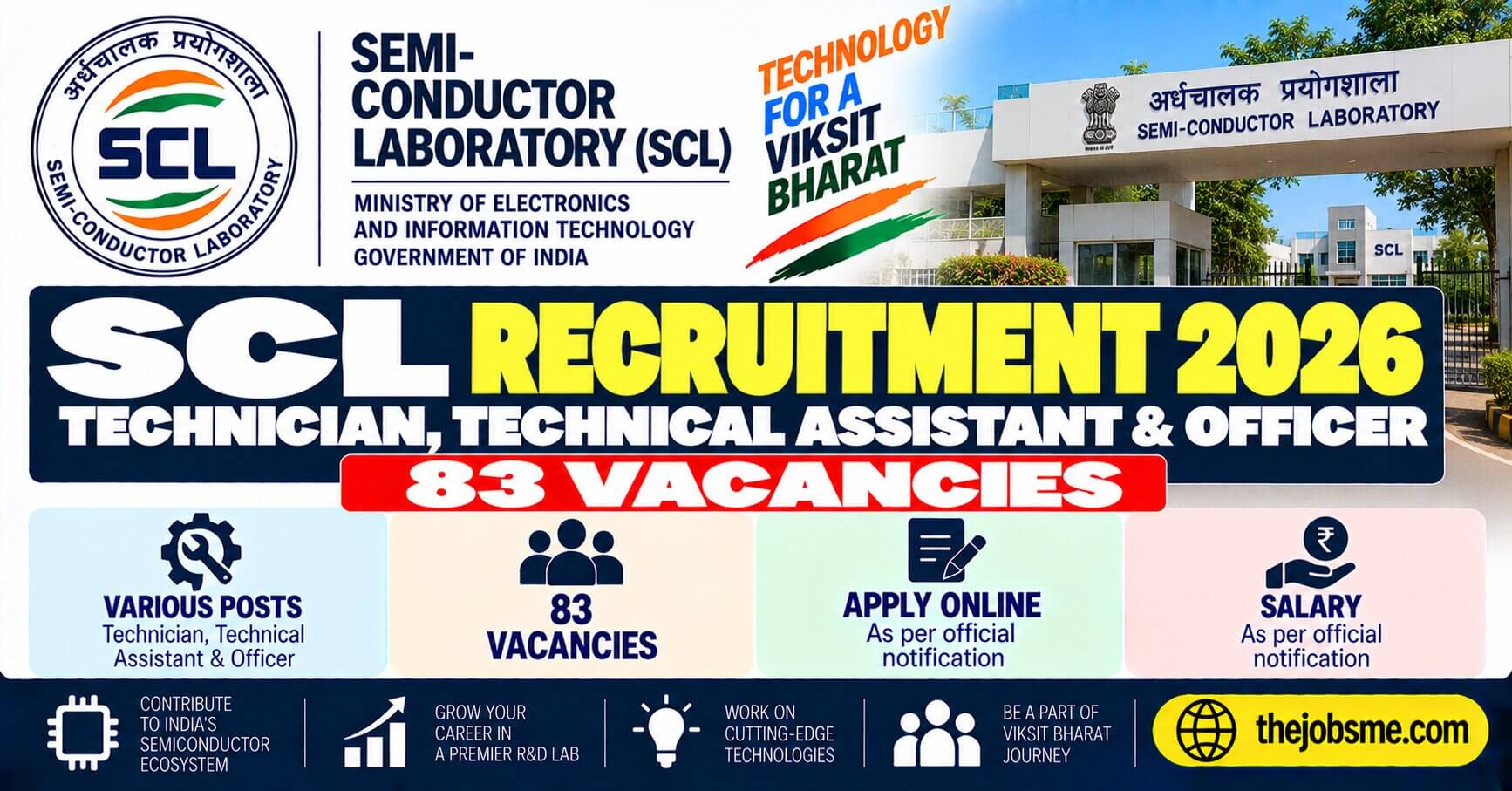 SCL Recruitment 2026: 83 Technician, Technical Assistant & Officer Vacancies, Eligibility, Salary & Apply Online