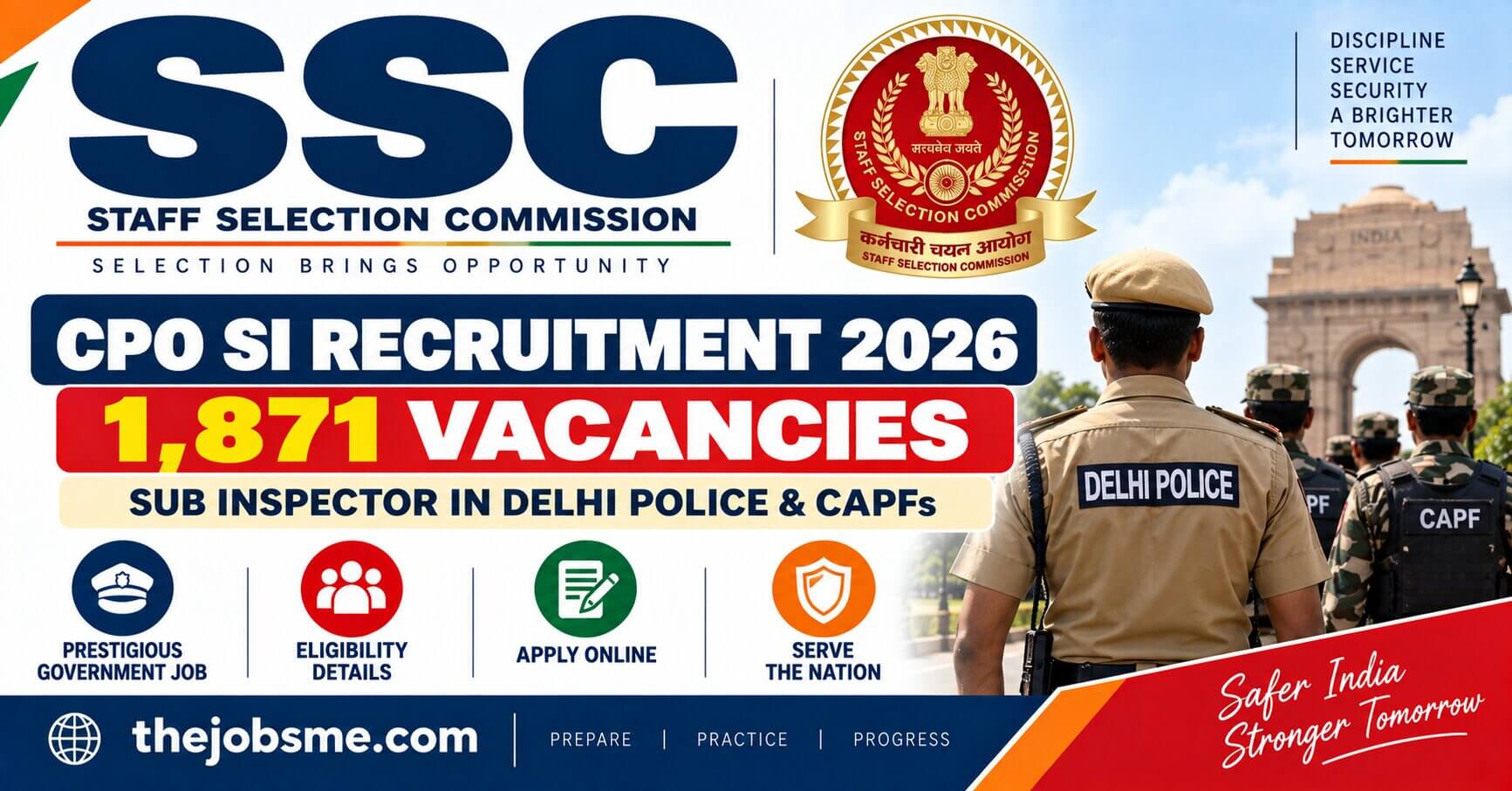 SSC CPO SI Recruitment 2026: 1,871 Vacancies, Eligibility, Last Date & Apply Online