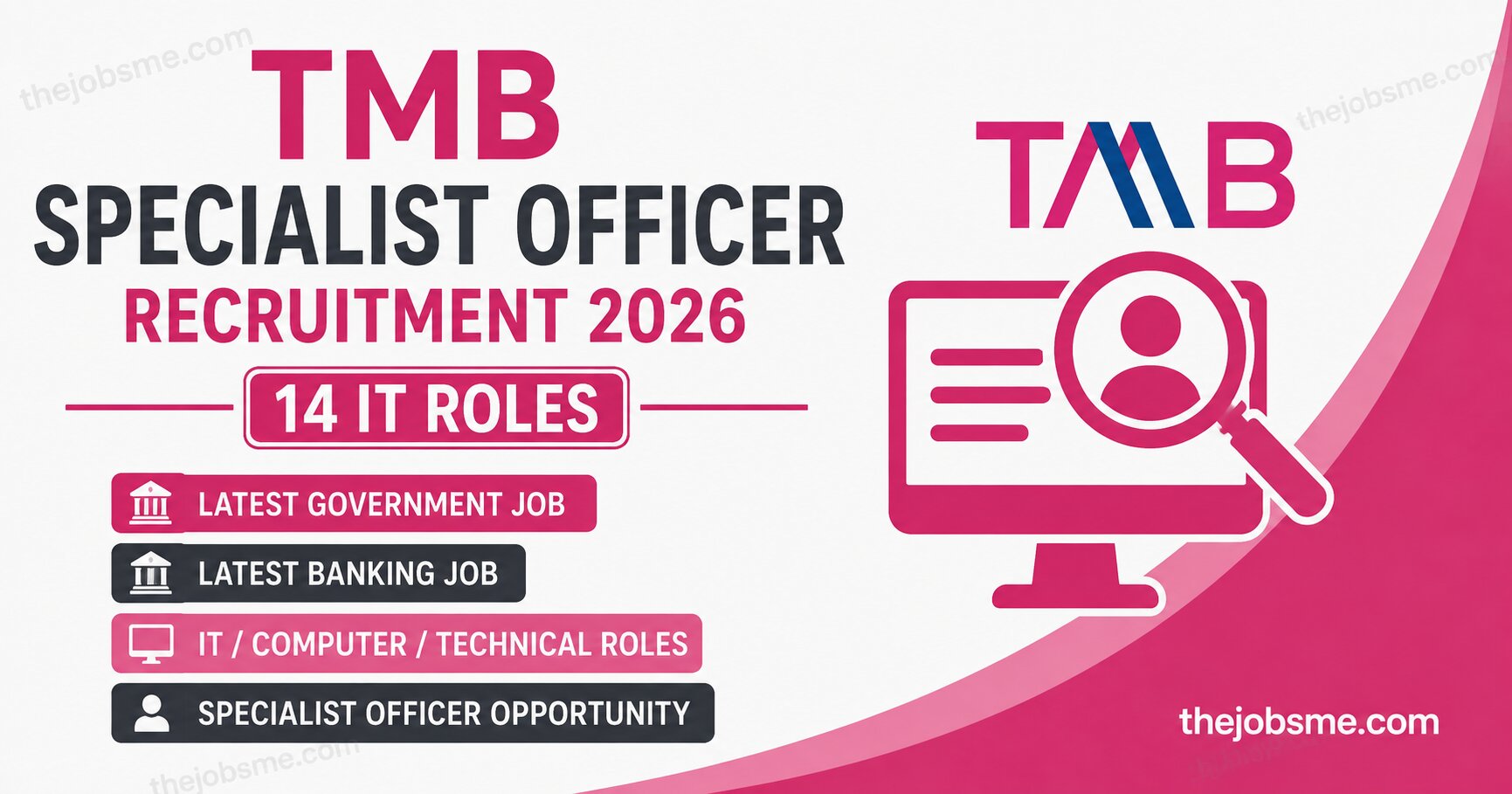 TMB Specialist Officer Recruitment 2026: 14 IT Roles, Eligibility, Last Date & Apply Online