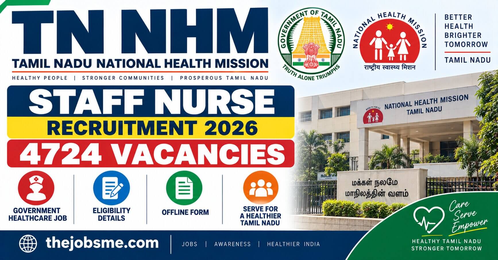 TN NHM Staff Nurse Recruitment 2026: 4724 Vacancies, Eligibility, Last Date & Offline Form
