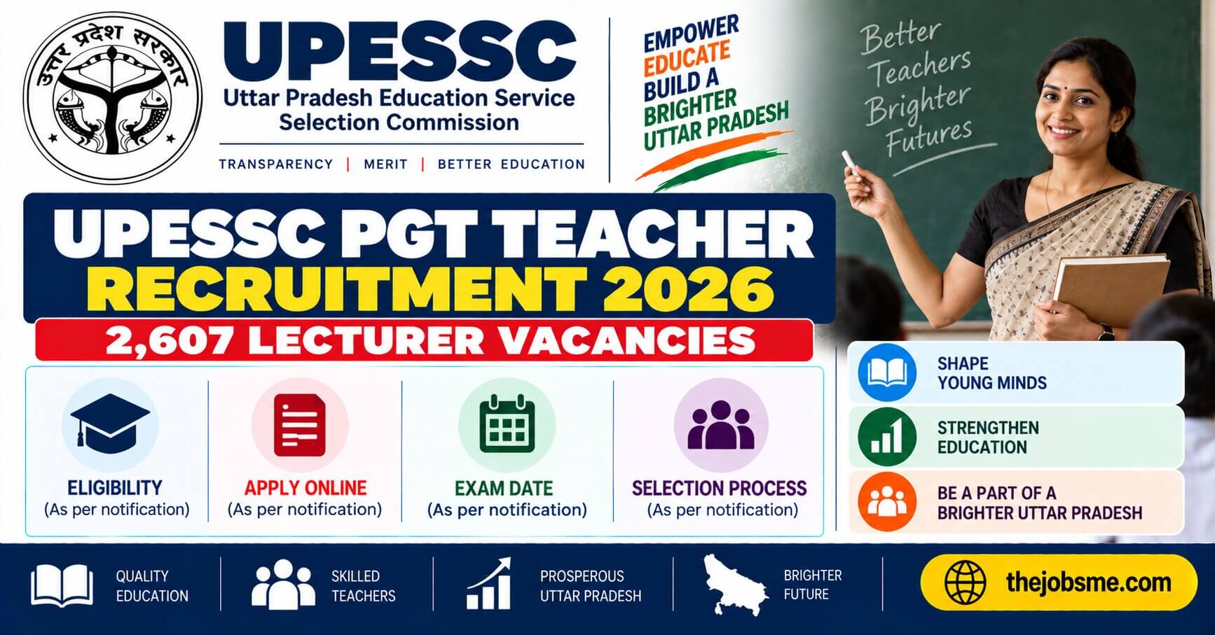 UPESSC PGT Teacher Recruitment 2026: 2607 Lecturer Vacancies, Eligibility, Exam Date & Apply Online