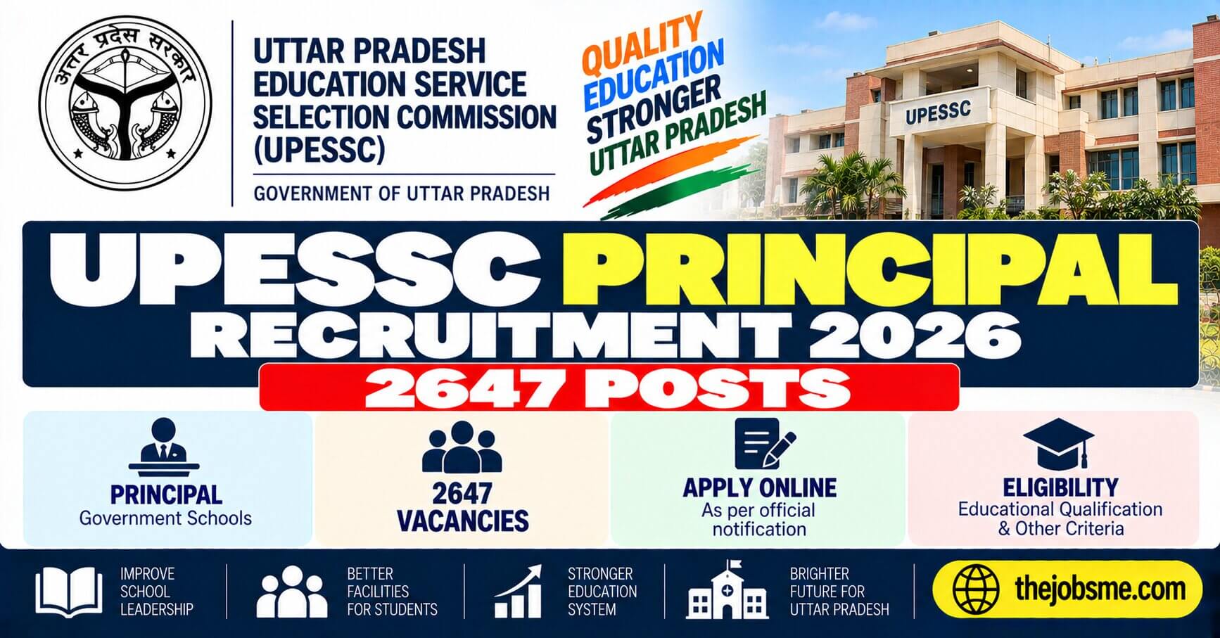 UPESSC Principal & Headmaster Recruitment 2026: 2647 Vacancies, Eligibility, Last Date & Apply Online