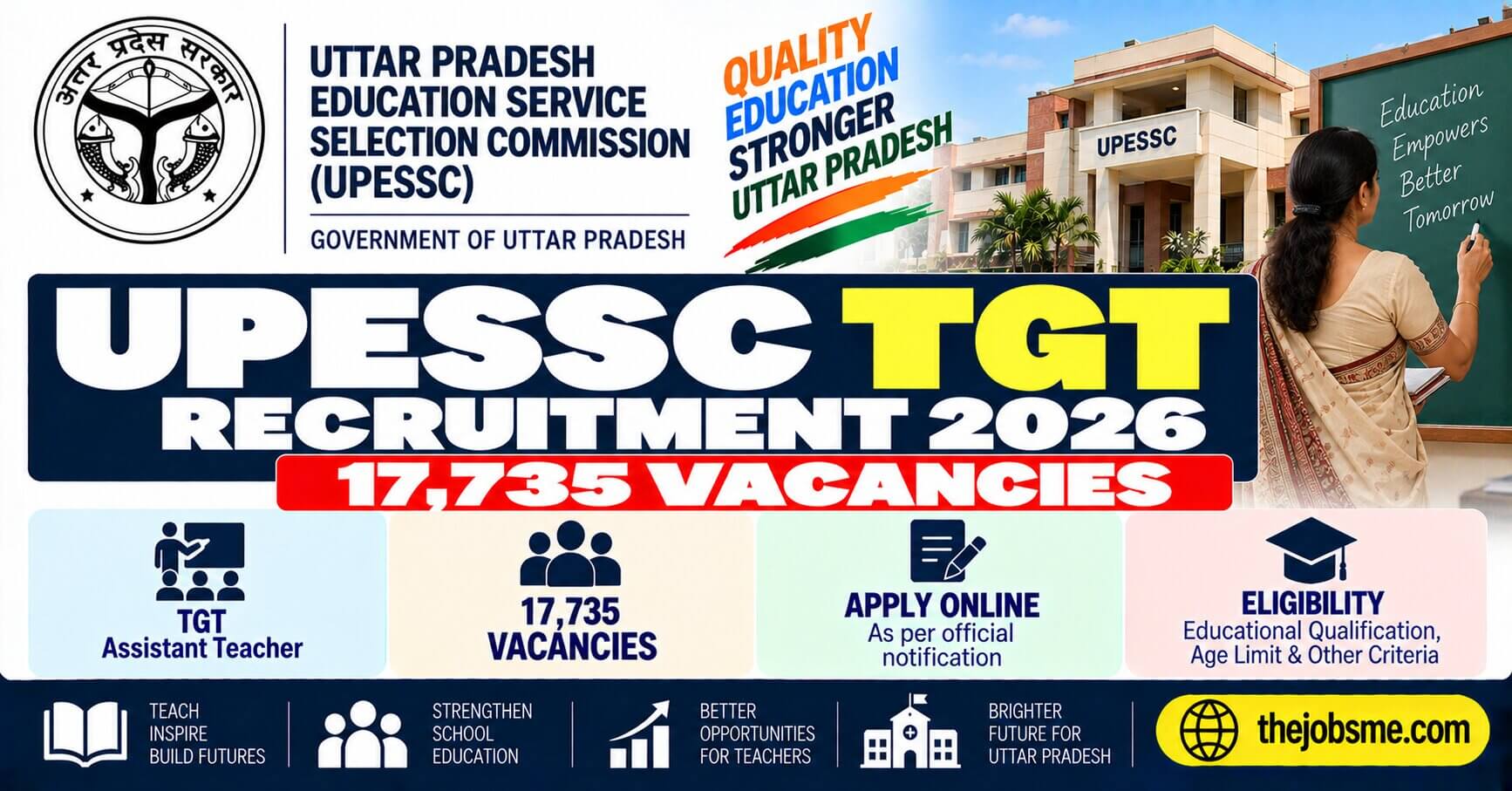 UPESSC TGT Recruitment 2026: 17735 Assistant Teacher Vacancies, Eligibility, Last Date & Apply Online
