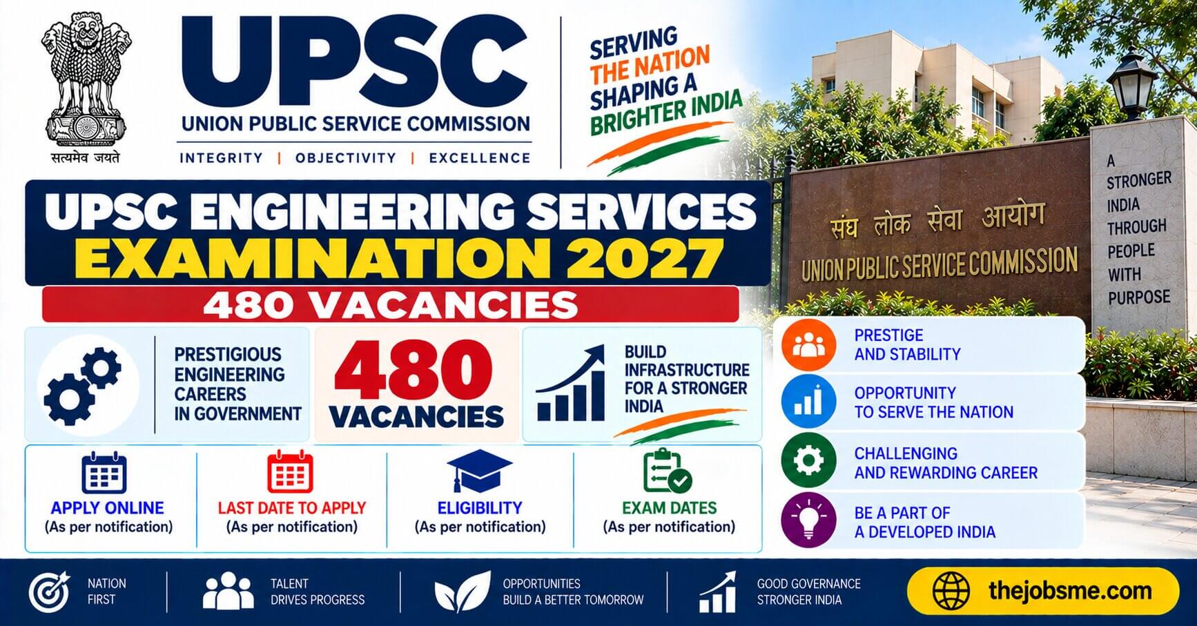 UPSC Engineering Services Examination 2027: 480 Vacancies, Eligibility, Exam Dates & How to Apply