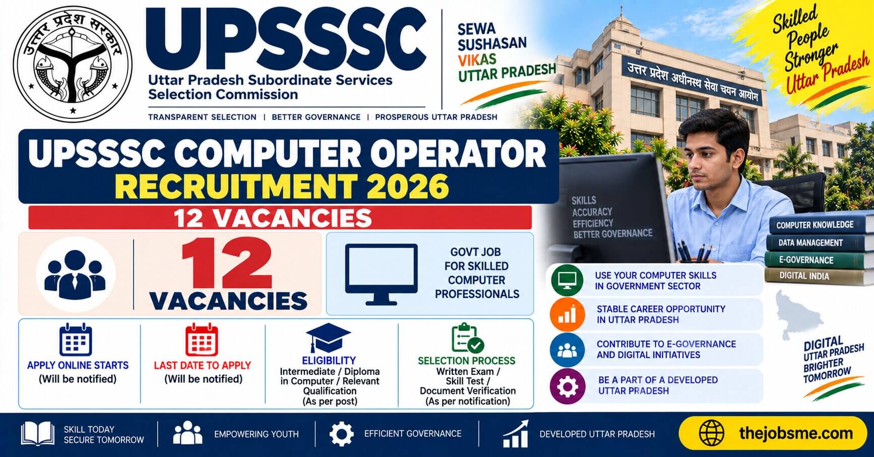 UPSSSC Computer Operator Recruitment 2026: 12 Vacancies, Eligibility, Last Date & Apply Online