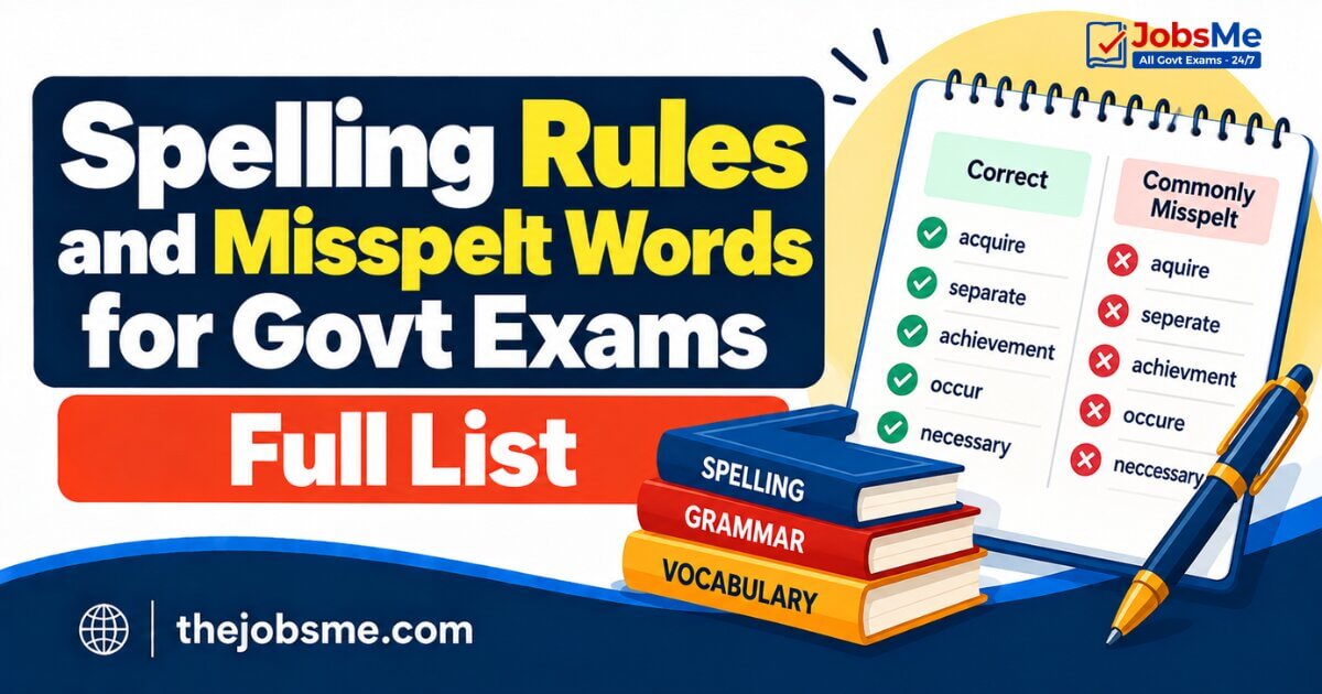 Spelling Rules and Misspelt Words for Govt Exams: Full List