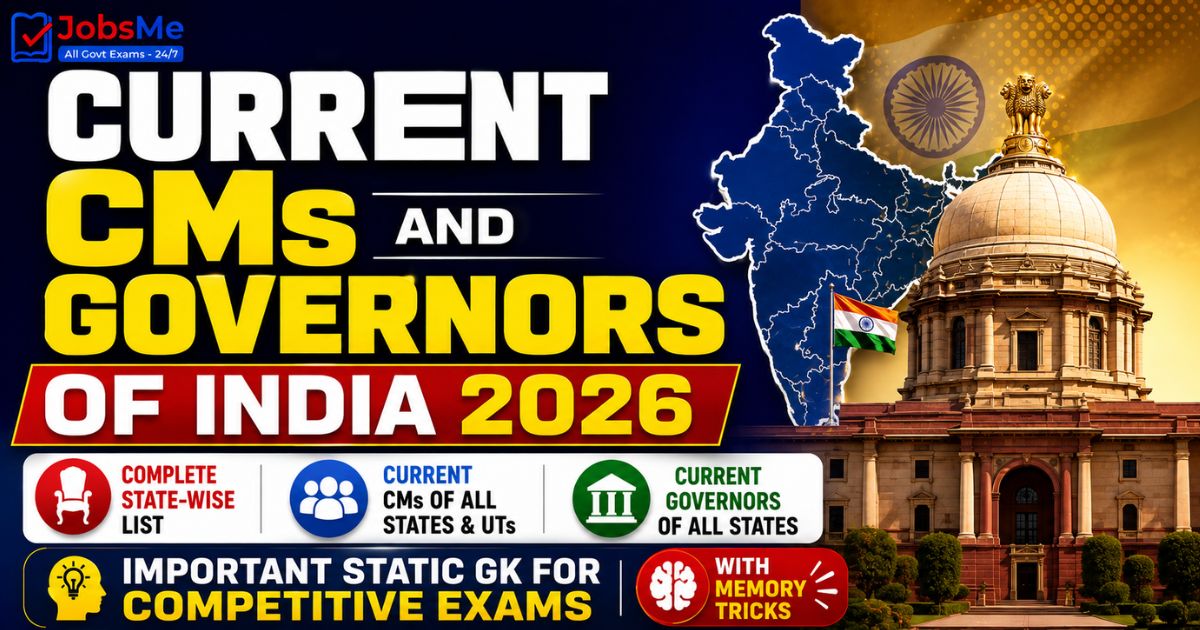 Current CMs and Governors of India 2026: Complete State-Wise Static GK List