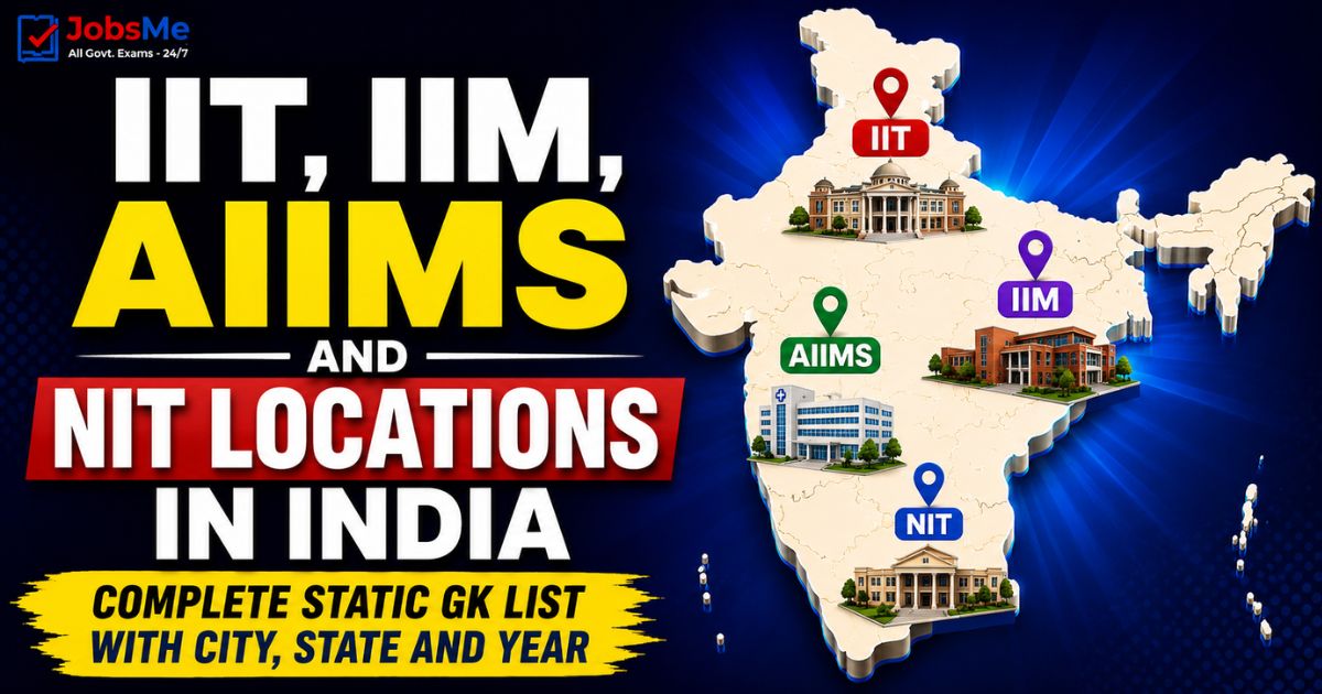 IIT, IIM, AIIMS and NIT Locations in India: Complete Static GK List with City, State and Year