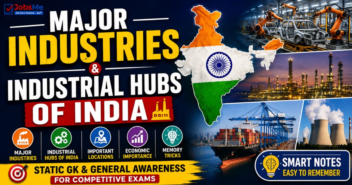 Major Industries and Industrial Hubs of India – Static GK & General Awareness for Competitive Exams with Memory Tricks