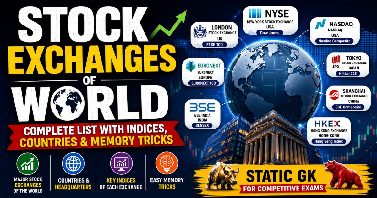 Stock Exchanges of World Static GK: Complete List with Indices, Countries and Memory Tricks