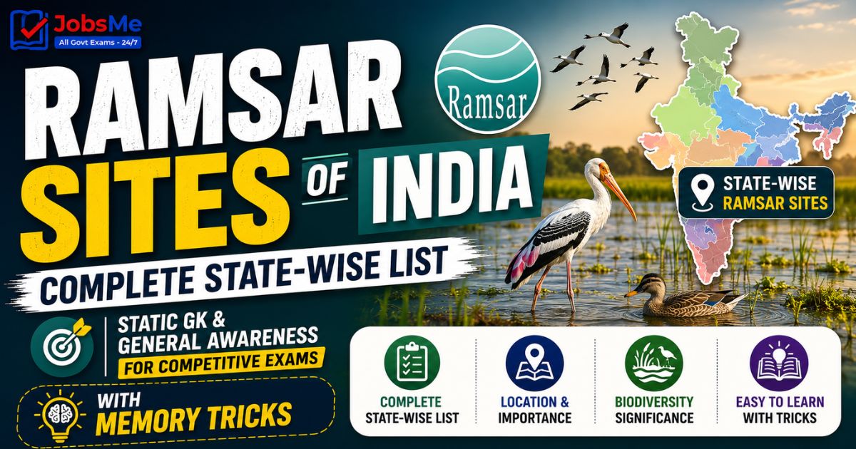 Ramsar Sites of India – Complete State-wise List, Static GK & General Awareness for Competitive Exams with Memory Tricks