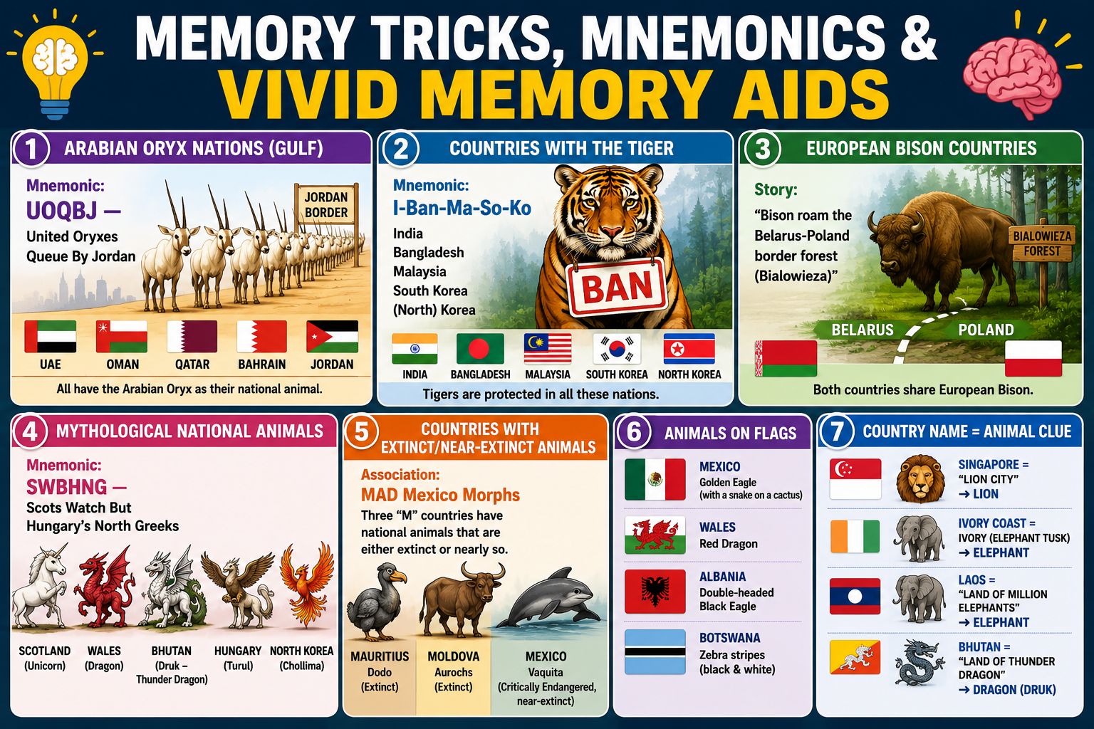 Memory tricks and animal mnemonics