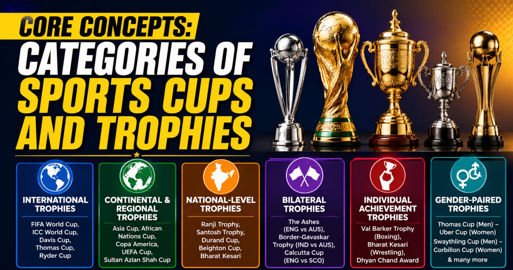 Sports cups and trophies categories